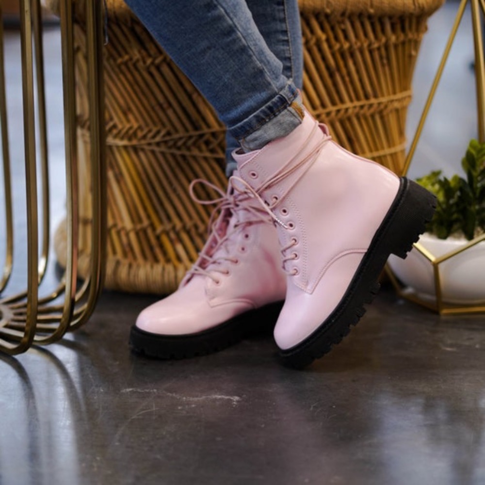 Pink combat boots NWT